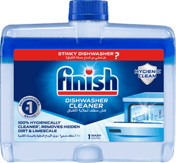 Finish Dishwasher Cleaner deep cleans the parts of the dishwasher you can't see and removes grease and limescale build up in the pipes.